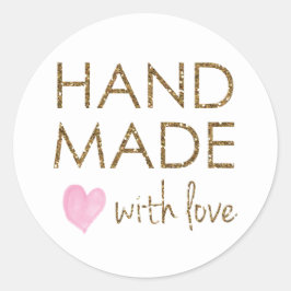 Glitter Handgemaakt met liefde Ronde Sticker