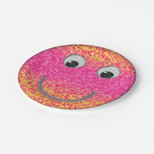 Glitter Happy Face Borden van 34-papierfeesten Papieren Bordje