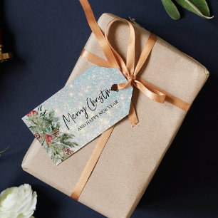 Glitter Happy kerstFeestdagen Gift Labels Cadeaulabel