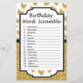 Glitter hart Birthday Word Scramble Game (Voorkant)