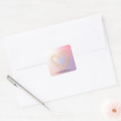 Glitter Hart Vierkante Sticker (Envelop)