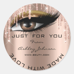 Glitter Hartelijk dank Eyelash Roos Web gemaakt me Ronde Sticker