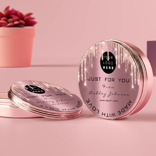 Glitter - Hartelijk dank voor Logo druppels gemaak Ronde Sticker