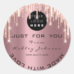 Glitter Hartelijk dank voor Logo druppels gemaakt  Ronde Sticker