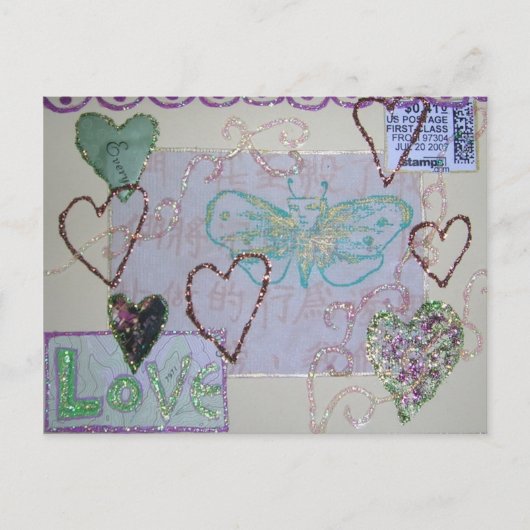 Glitter Heart Love collage Briefkaart (Voorkant)