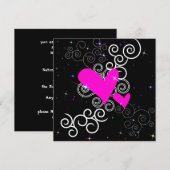 Glitter Hearts Gotische Verjaardagsuitnodiging Kaart (Voorkant / Achterkant)