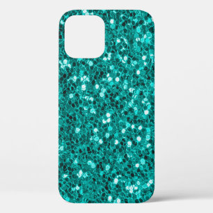 Glitter heldere turkooistextuur iPhone 12 hoesje