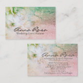 *~* Glitter Hemelse Waterverf Bloemen Turkoois Visitekaartje (Voorkant / Achterkant)