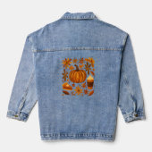 Glitter Herfst Bloemen Pompoen Dankzegging Denim Jacket (Achterkant)
