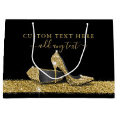 Glitter High Heels Gold Black, speciaal gepersonal Groot Cadeauzakje (Voorkant)