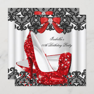 Glitter High Heels Red Lace Diamond Silver Party 3 Kaart