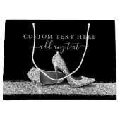 Glitter High Heels Silver Black - Aangepast groot Cadeauzakje (Voorkant)