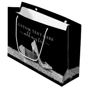 Glitter High Heels Silver Black - Aangepast groot Cadeauzakje