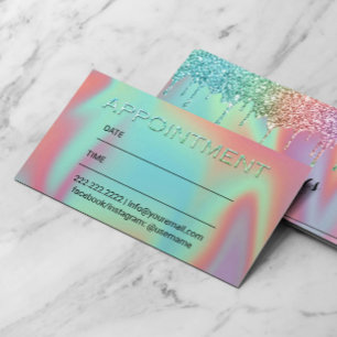 Glitter-holografisch stuurprogramma Schoonheidssal Afsprakenkaartje