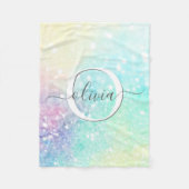  Glitter Holographic Iridescent Girly Fleece Deken (Voorkant)