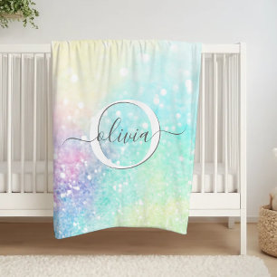  Glitter Holographic Iridescent Girly Fleece Deken