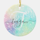  Glitter Holographic Iridescent Girly Keramisch Ornament (Voorkant)