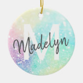  Glitter Holographic Iridescent Girly Keramisch Ornament (Voorkant)