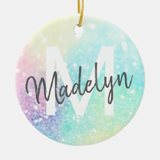  Glitter Holographic Iridescent Girly Keramisch Ornament (Voorkant)