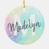  Glitter Holographic Iridescent Girly Keramisch Ornament (Achterkant)