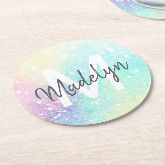 Glitter Holographic Iridescent Girly Ronde Kartonnen Onderzetter (Gebogen)