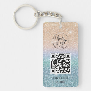 Glitter Holographic QR Code Logo Business Sleutelhanger