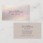 Glitter Holographic Sparkle Minimalist Script Visitekaartje (Voorkant / Achterkant)