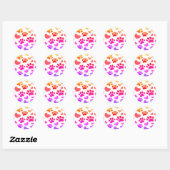 Glitter hond poot afdrukken en harten ronde sticker (Vel)