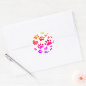 Glitter hond poot afdrukken en harten ronde sticker (Envelop)
