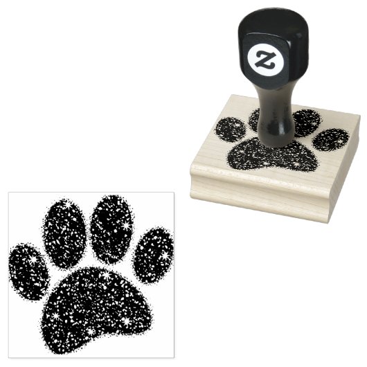 Glitter hond poot print 	rubberstempel (Gestempeld)