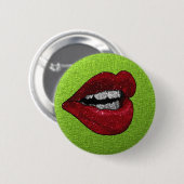 GLITTER HOT LIPS RONDE BUTTON 5,7 CM (Voorkant /achterkant)