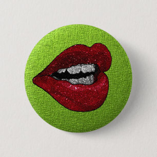 GLITTER HOT LIPS RONDE BUTTON 5,7 CM