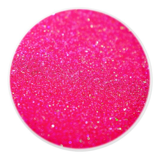 Glitter Hot Pink Keramische Knop (Voorkant)