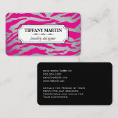 Glitter Hot Pink Zebra Print Visitekaartje (Voorkant / Achterkant)