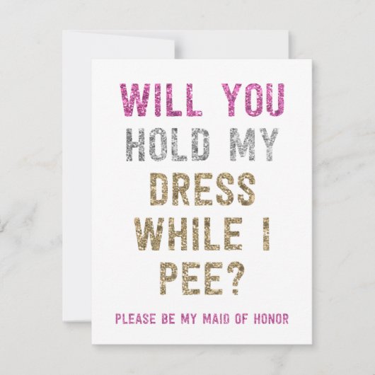 Glitter Houd mijn jurk terwijl ik plas | bruidsmei Kaart (Voorkant)