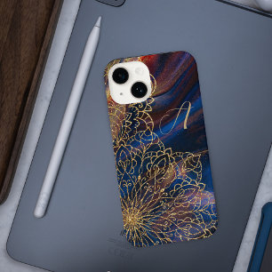 Glitter Indian Hand Drawn Ornamental Monogrammen iPhone 14 Hoesje