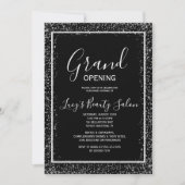 Glitter ingelijst zwart-wit Grand Opening Kaart (Voorkant)