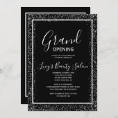 Glitter ingelijst zwart-wit Grand Opening Kaart (Voorkant / Achterkant)