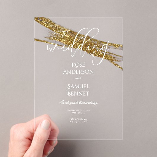 Glitter Ink Transparent Acrylic Invitation Acryl Uitnodigingen (Insitu (Draagbaar))