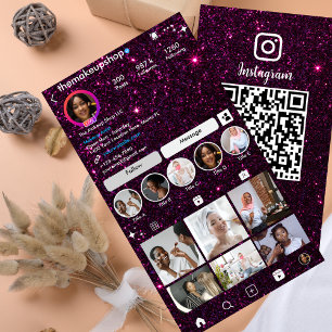Glitter Instagram Donkerpaars Visitekaartje