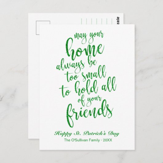 Glitter Irish Blessing St. Patrick's Day Briefkaart (Voorkant / Achterkant)