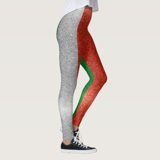 Glitter Italiaanse vlag Italië Bling Mode Stijlvol Leggings (Rechts)