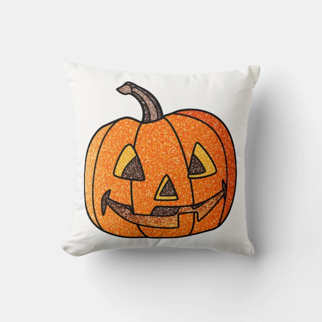 Glitter Jack O'Lantern Kussen (Voorkant)