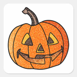 Glitter Jack O'Lantern Vierkante Sticker