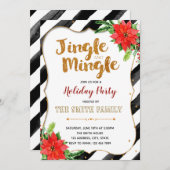 Glitter jingle en mingle party-uitnodiging kaart (Voorkant / Achterkant)
