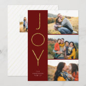 Glitter JOY 3 Gestapelde pixels Feestdagenkaart (Voorkant / Achterkant)