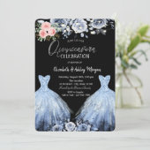 Glitter Jurk Blauw Roze Rozen Kaart (Staand voorkant)