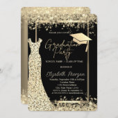 Glitter Jurk Goud Confetti Afstuderen Kaart (Voorkant / Achterkant)
