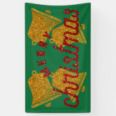 Glitter-kerstbellen Spandoek (Verticaal)