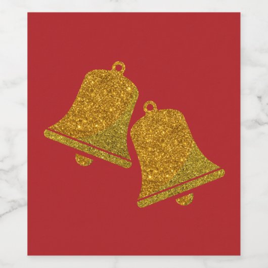 Glitter-kerstbellen Wijn Etiket (Enkel label)